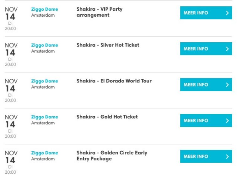 Shakira presale Ticketmaster tickets via American Express2