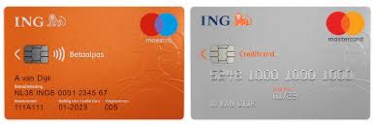Nieuwe ING betaalpas en creditcard